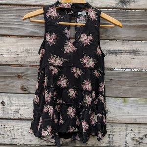 American Eagle Outfitters Black Floral Top XS